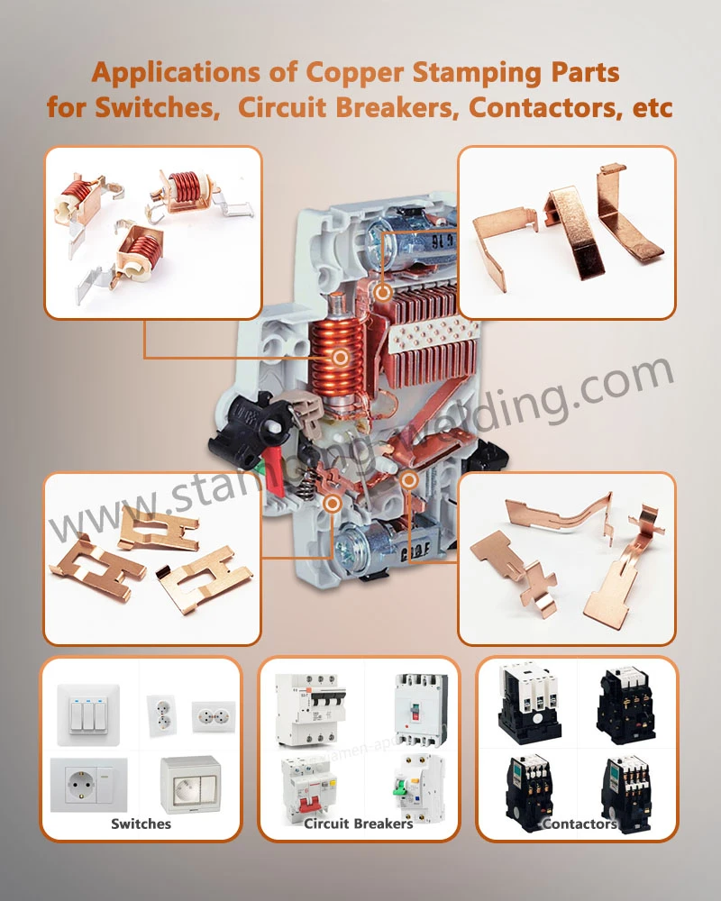 Applications of copper stamp Parts for Switches Circuit Breakers Contactors etc Applications of copper stamp Parts for Switches Circuit Breakers Contactors etc